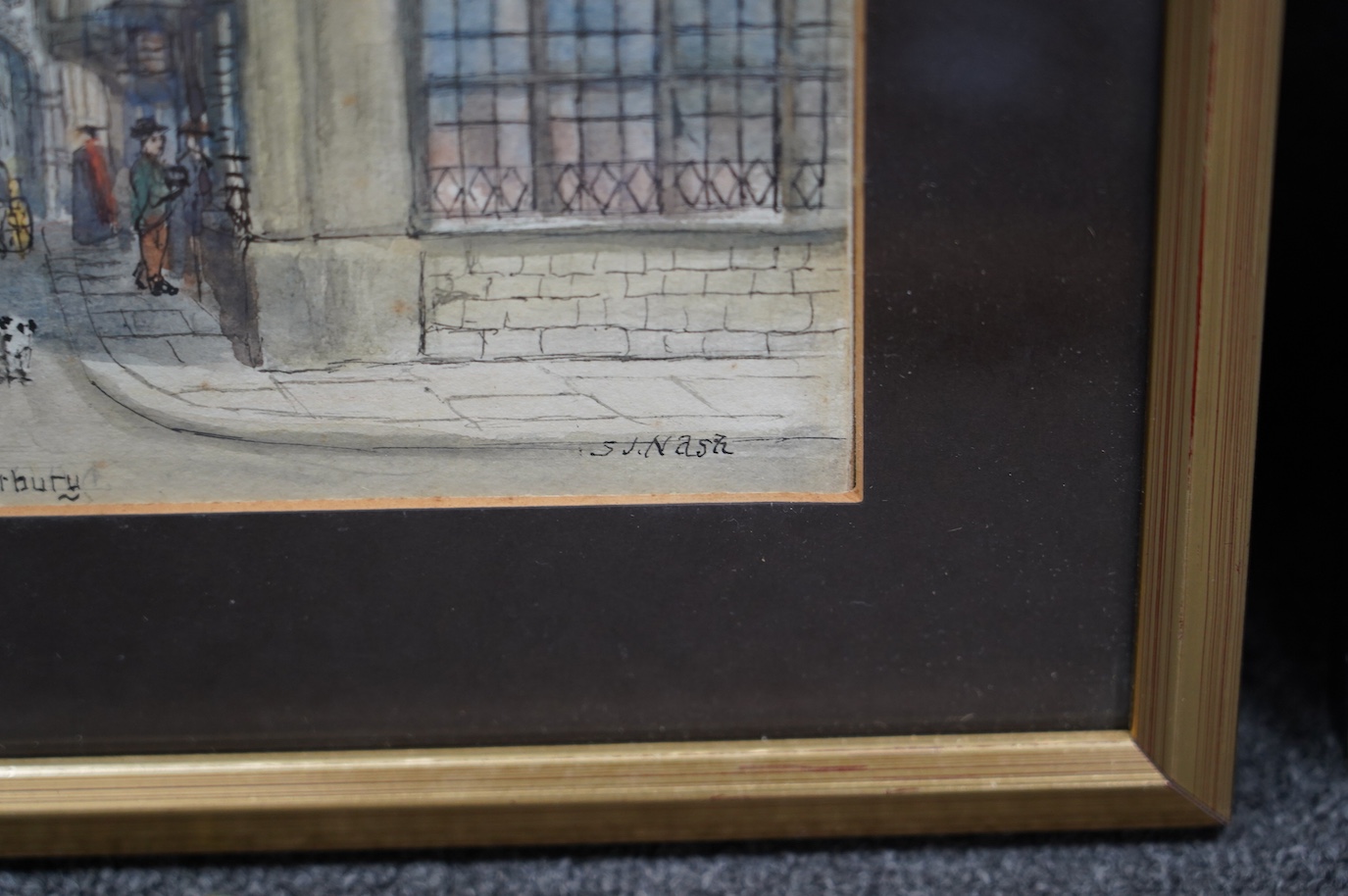 S.J. Nash (1891-1960), two watercolours, Canterbury views, each signed, largest 29 x 27cm. Condition - good